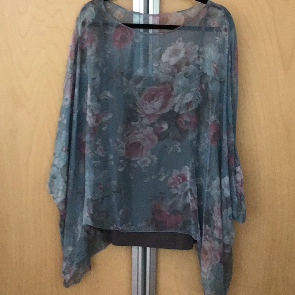 Flowing sheer over blouse with cami sz 3X